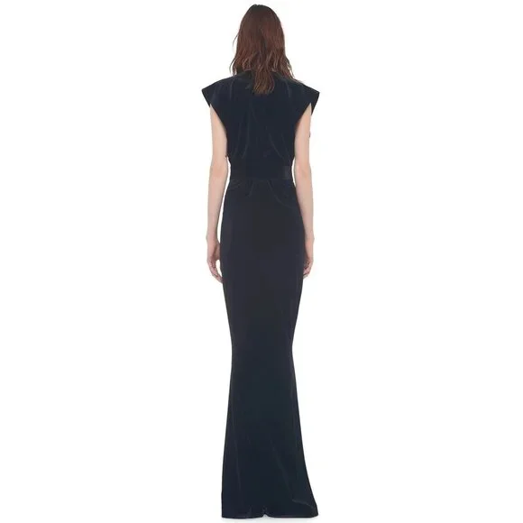 Norma Kamali V Neck Rectangle Gown in Black Small New Womens Long Dress - Picture 15 of 16